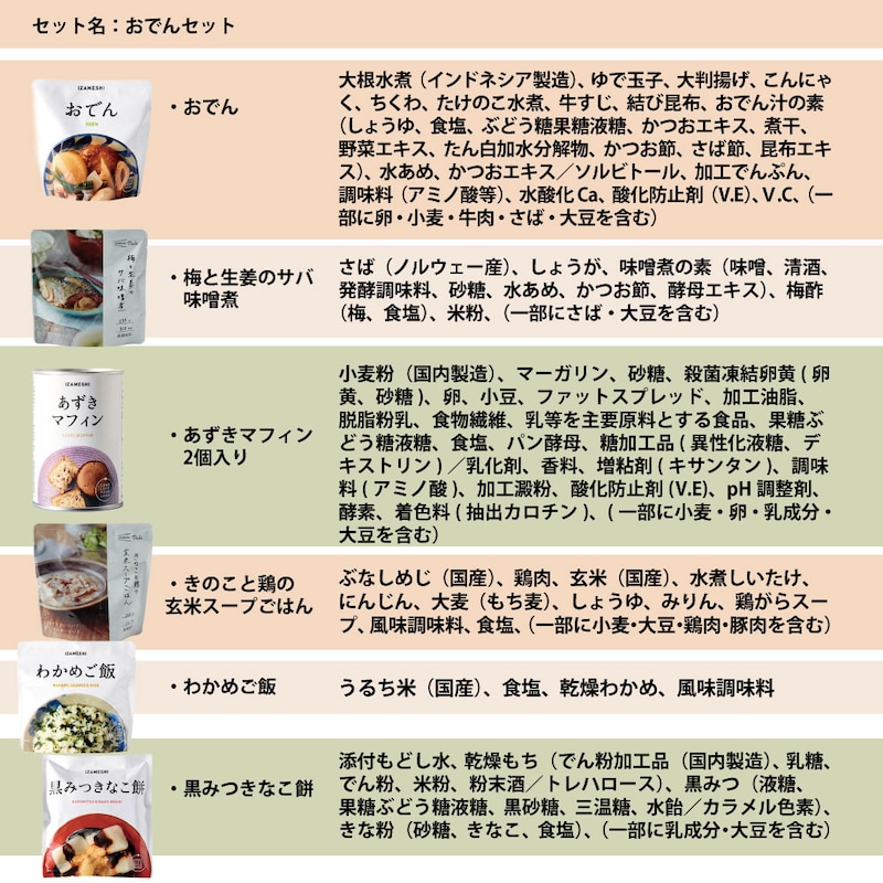 原材料名：おでんセット