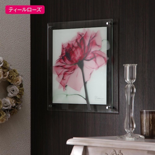 フラワーガラスアート ＜３０×３０ｃｍ＞