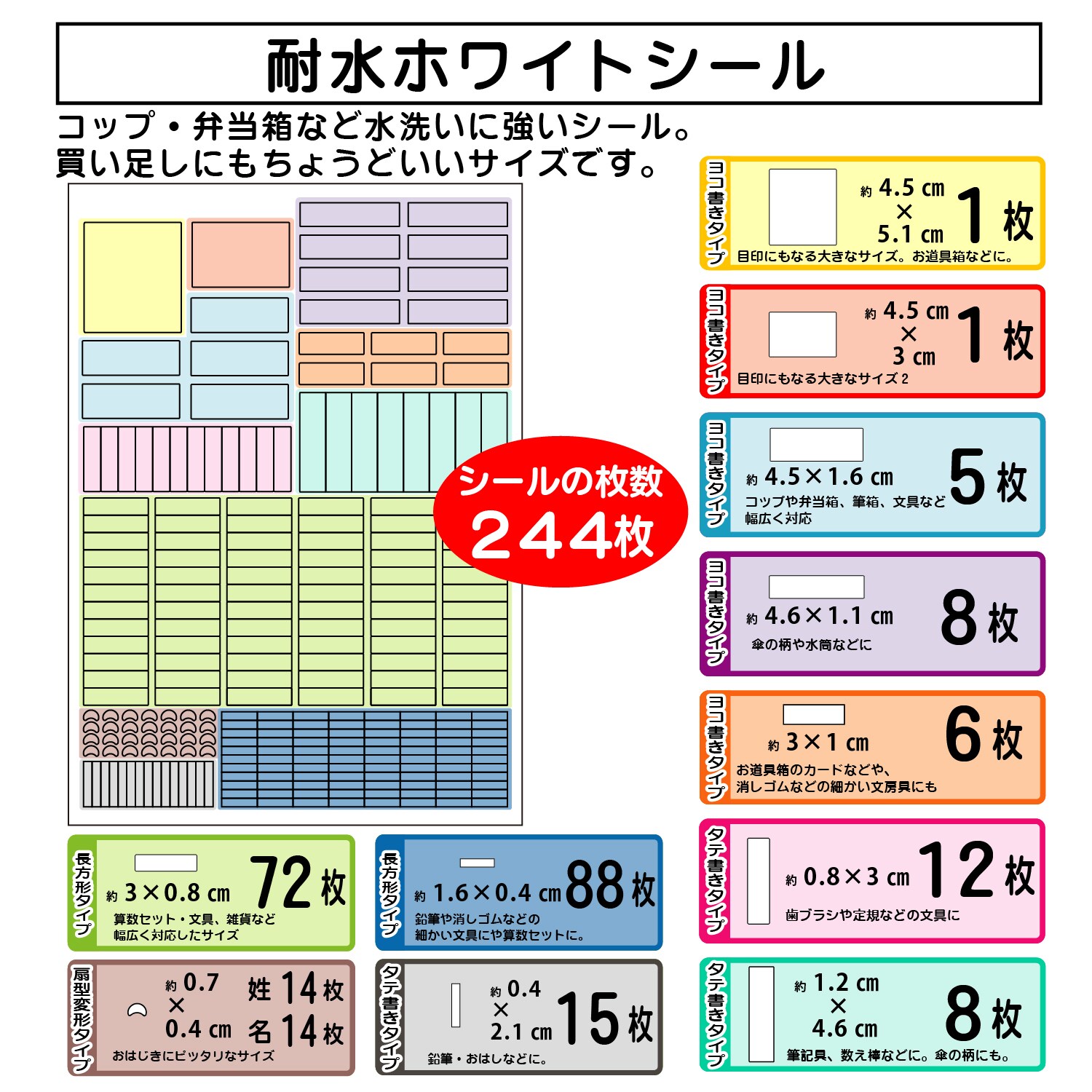 ハガキサイズ４枚、ノンアイロン60枚☆アイロンタイプ - ネームタグ