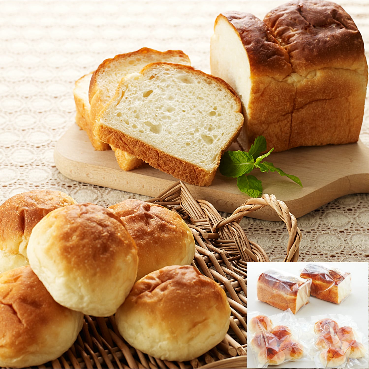 【ブーランジェリールーク】国内産小麦のパンセット 食パン2斤 ロール10個画像