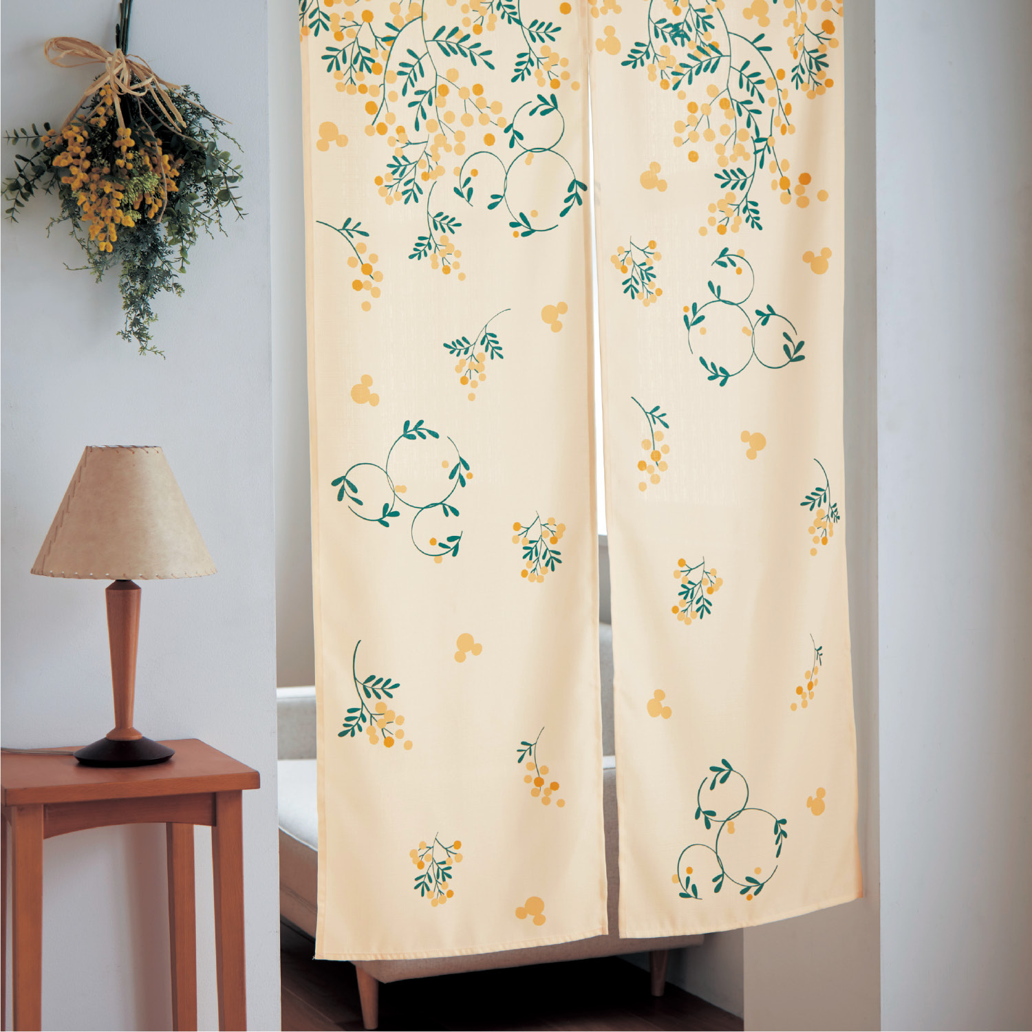 ミモザ柄のプリントのれん ミッキーモチーフ ディズニー Disney 通販のベルメゾンネット ミモザ柄のプリントのれん ミッキーモチーフ ディズニー Disney 通販のベルメゾンネット