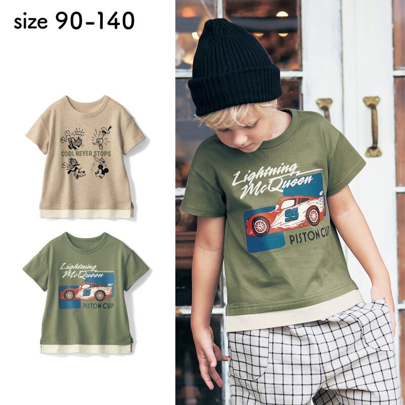 裾レイヤードドロップショルダー半袖tシャツ 選べるキャラクター ディズニー Disney 通販のベルメゾンネット