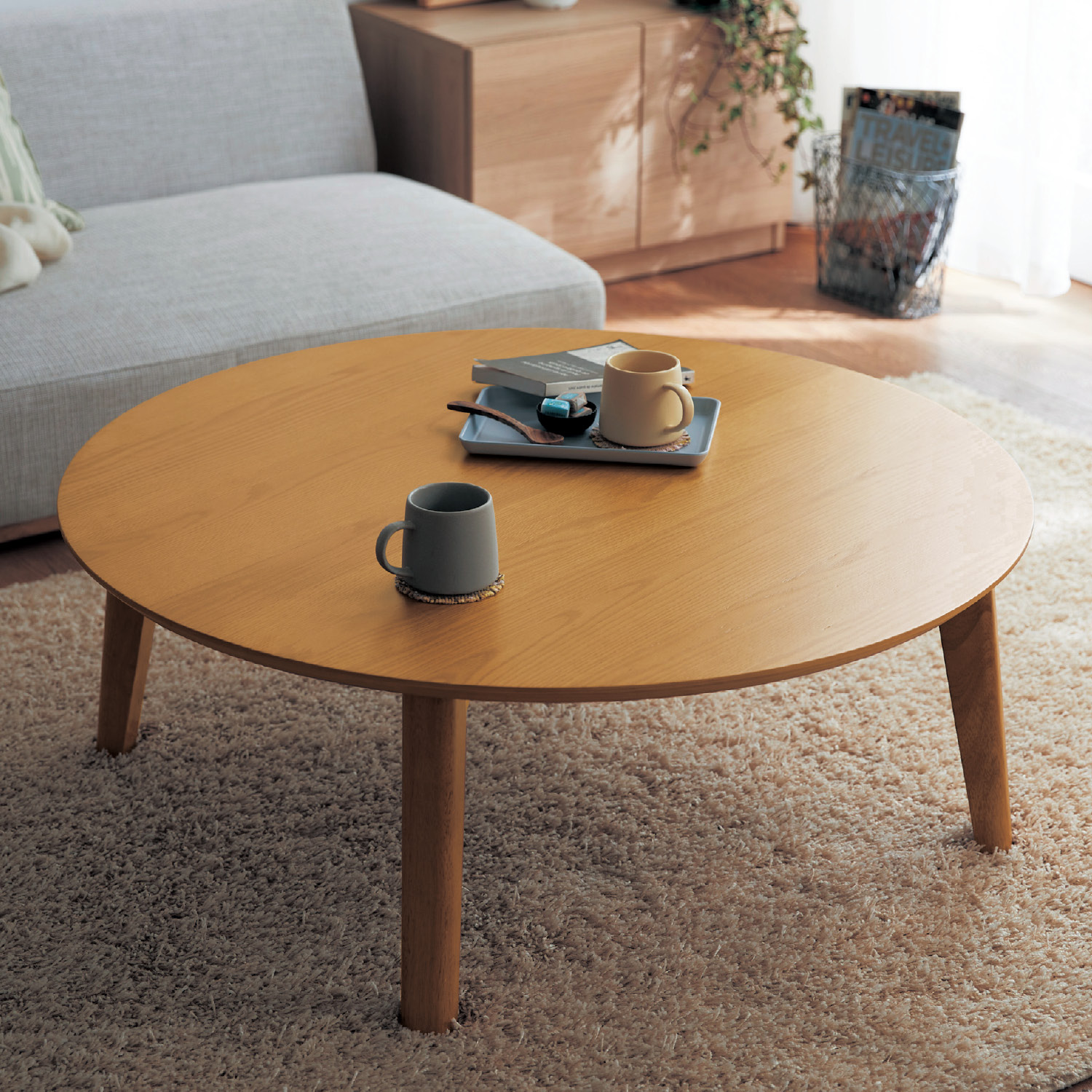 【ベルメゾン】円形折りたたみリビングローテーブル