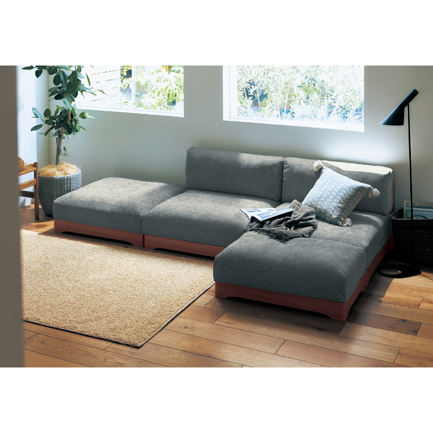 タモ材フレームのゆったり座れるカバーリングユニットソファー <幅85.5cm>【組み替え自由】 タモ材フレームのゆったり座れるカバーリングユニットソファー <幅85.5cm>【組み替え自由】