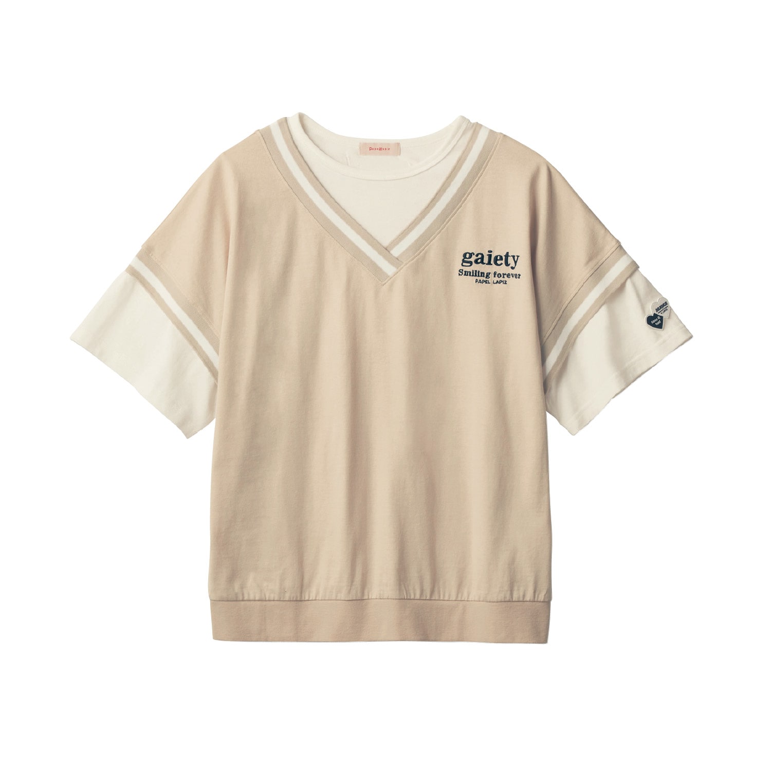 バックレースアップレイヤード風半袖Ｔシャツ（子供服 Tシャツ