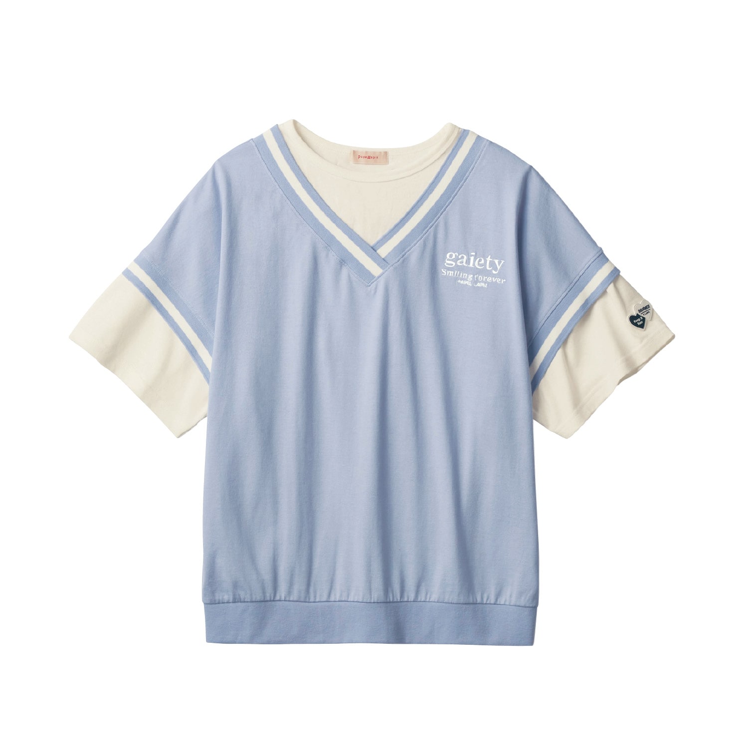 バックレースアップレイヤード風半袖Ｔシャツ（子供服 Tシャツ