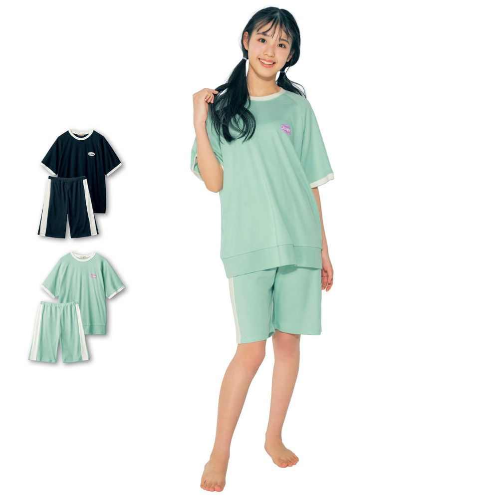 【パペル ラピス/Papel lapiz】配色半袖パジャマ 【子供パジャマ】 【パペル ラピス/Papel lapiz】配色半袖パジャマ 【子供パジャマ】