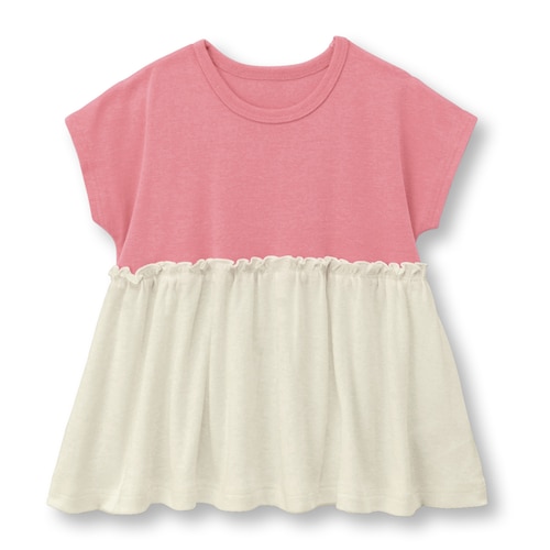 ソフのびドロップショルダーギャザーフレンチスリーブＴシャツ 【ベビー服】