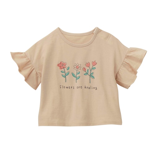 薄くて涼しいプリントフリル袖Tシャツ 【ベビー服】