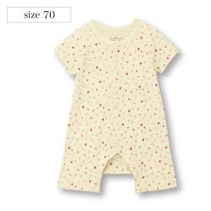 【ベルメゾン】ソフのびフライス半袖前開きカエルロンパース 【ベビー服】