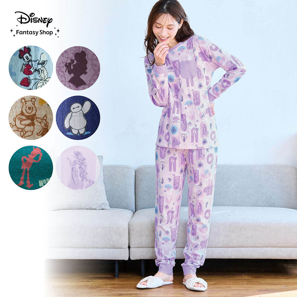 【ディズニー/Disney】家族でリンクレディースやわらか綿長袖パジャマ(選べるキャラクター)