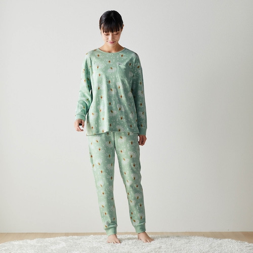 【レディース】やわらか綿１００％の長袖パジャマ（選べるキャラクター）