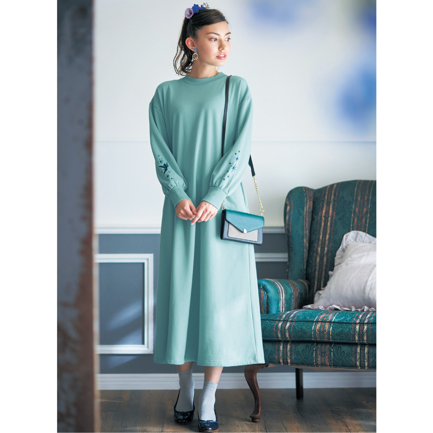 裏毛ロングワンピース ティンカー ベル ディズニー Disney 通販のベルメゾンネット 裏毛ロングワンピース ティンカー ベル ディズニー Disney 通販のベルメゾンネット