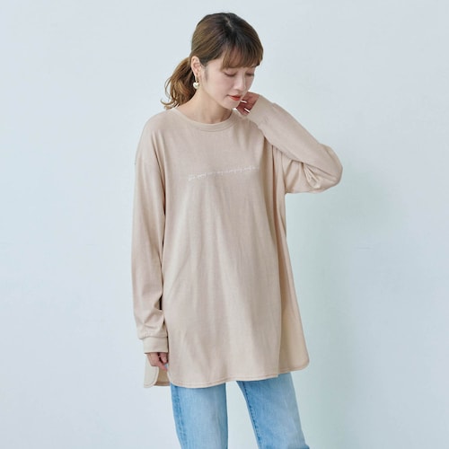 ロゴプリントシャツテールロングＴシャツ