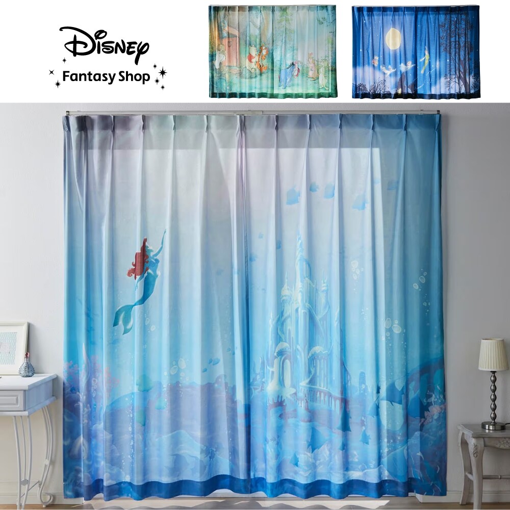 【ディズニー/Disney】一枚絵のようなUVカット・遮熱・遮像ボイルカーテン(選べるキャラクター)