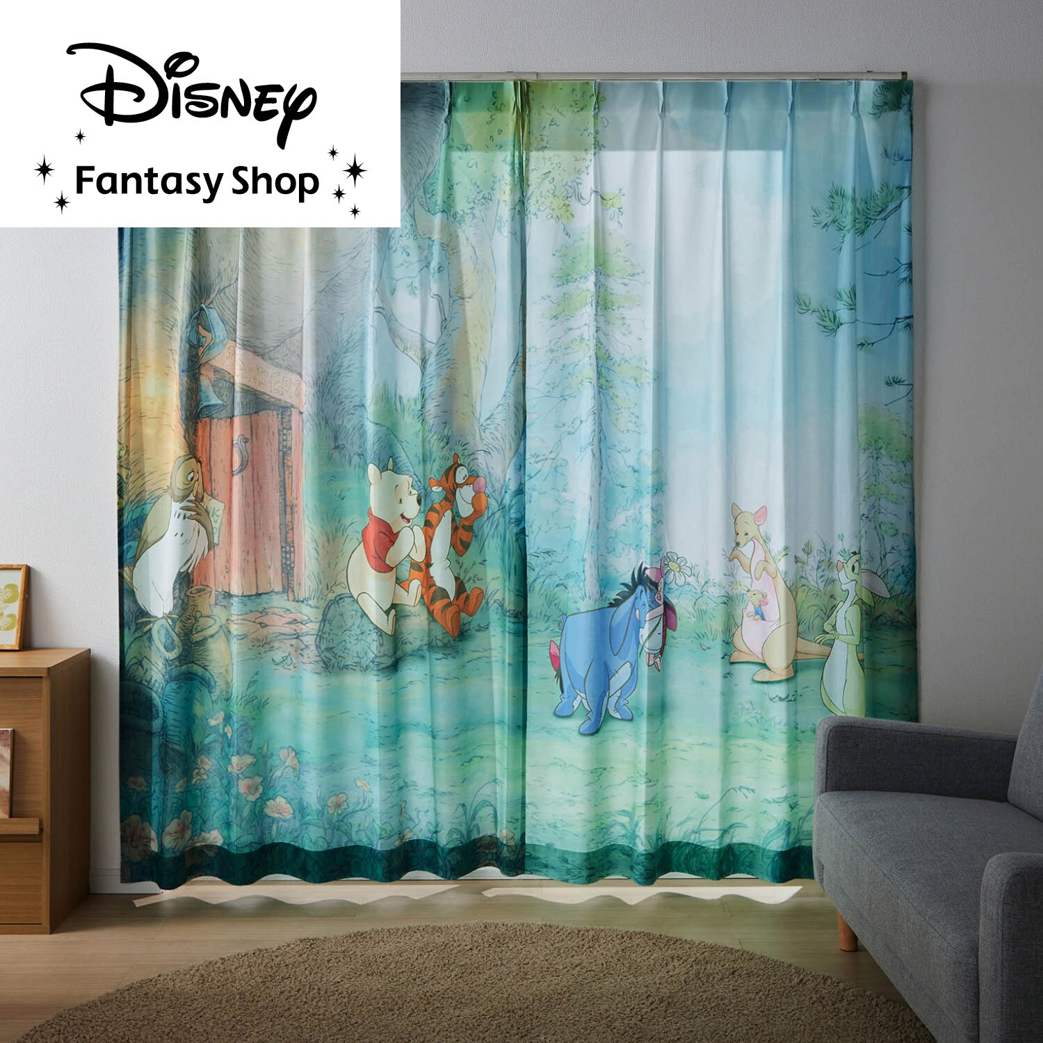 【ディズニー/Disney】一枚絵のようなUVカット・遮熱・遮像ボイルカーテン(選べるキャラクター)