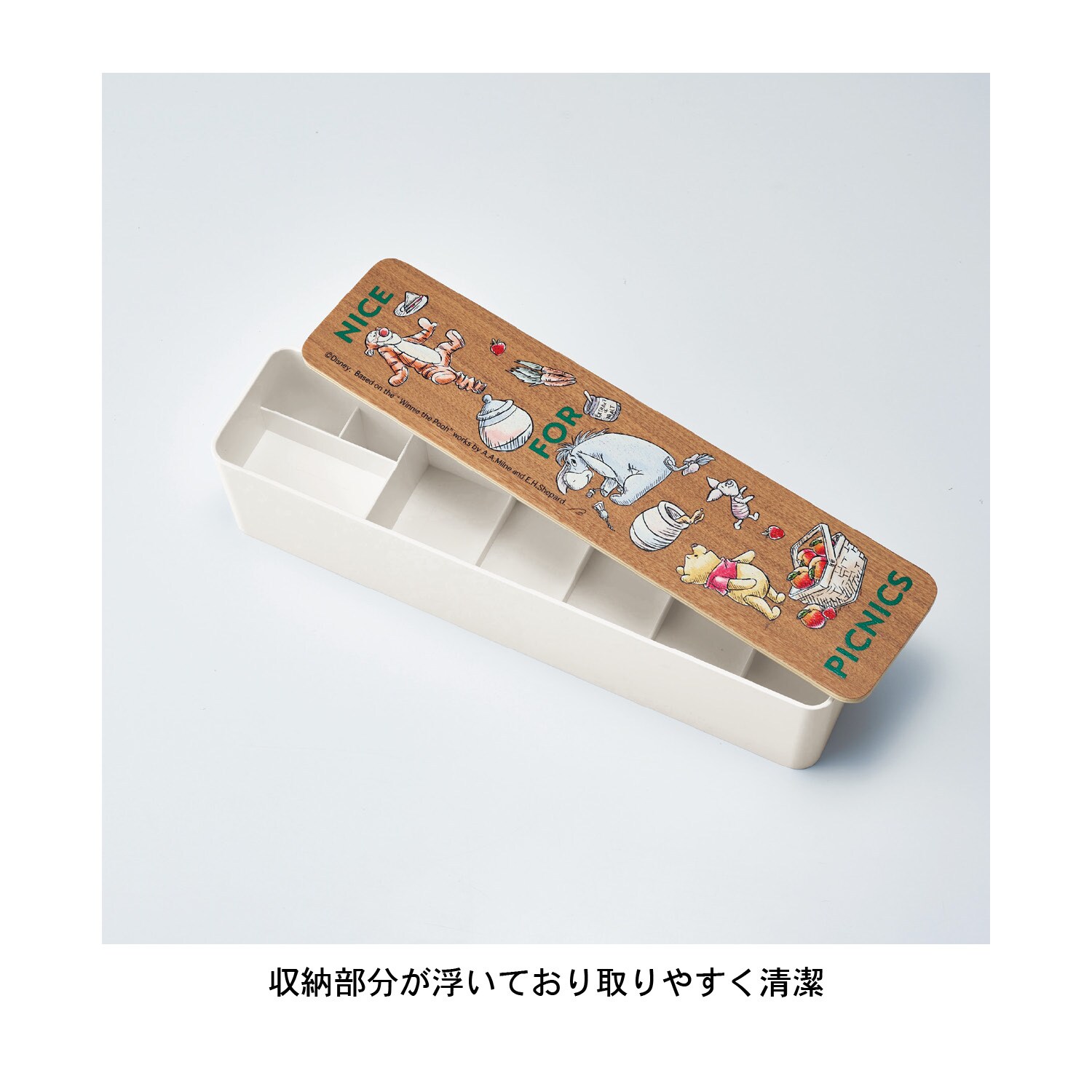 木目調フタのカトラリーケース(選べるキャラクター)(ディズニー