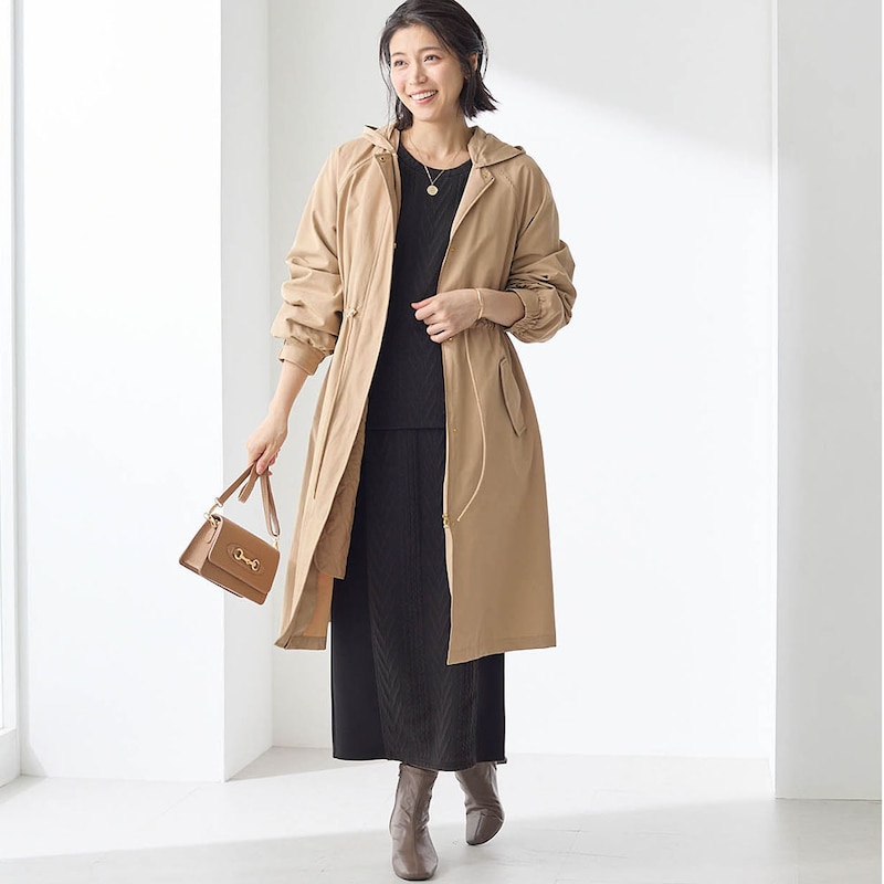 モデル身長168cm／M ※写真は撮影用のため着丈+6cmになります。