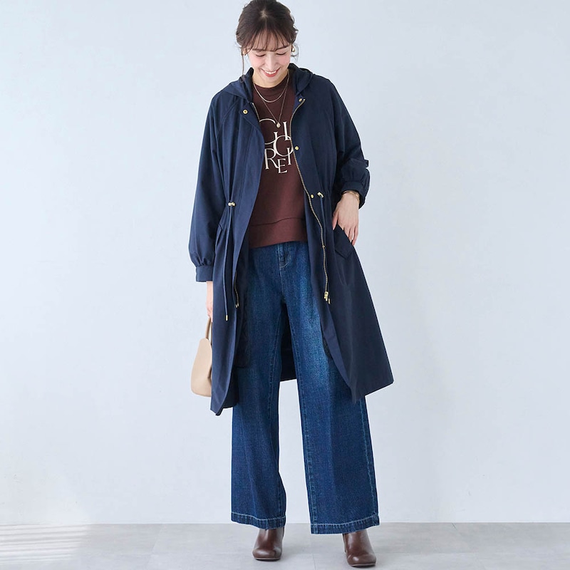 モデル身長169cm／M ※写真は撮影用のため着丈+6cmになります。