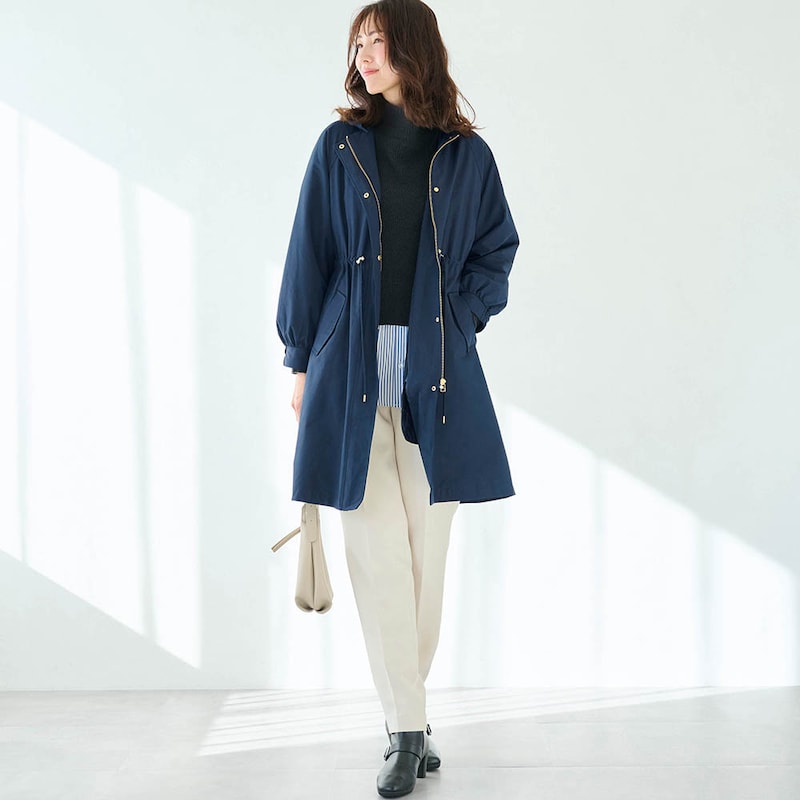 モデル身長173cm／M ※写真は撮影用のため着丈+6cmになります。