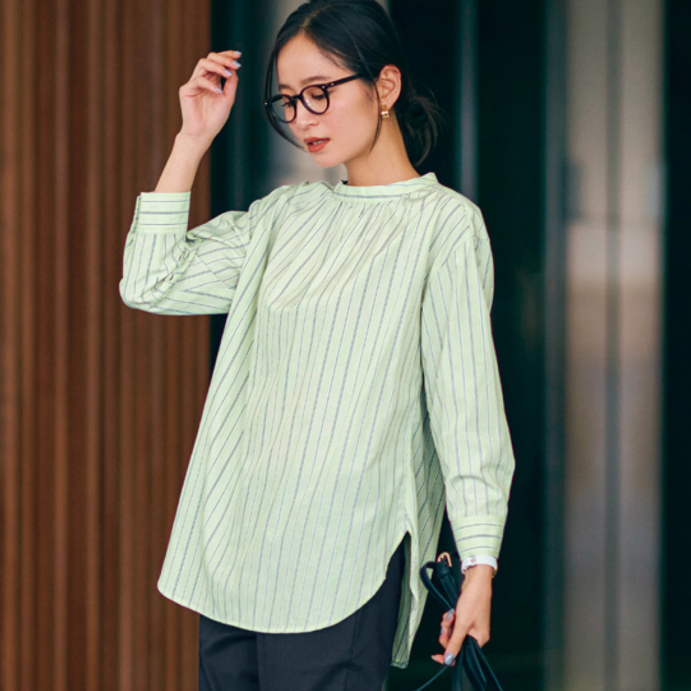 【スタイルノート/StyleNote】バックボタンデザインハイネックブラウス