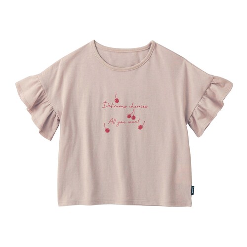薄くて涼しい袖フリルプリントＴシャツ 【子供服】
