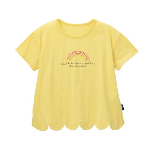 薄くて涼しい裾スカラッププリントＴシャツ 【子供服】