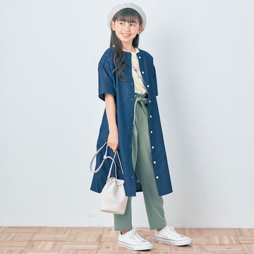 ウエストベルト付きテーパードパンツ(ウエスト調節可) 【子供ズボン】