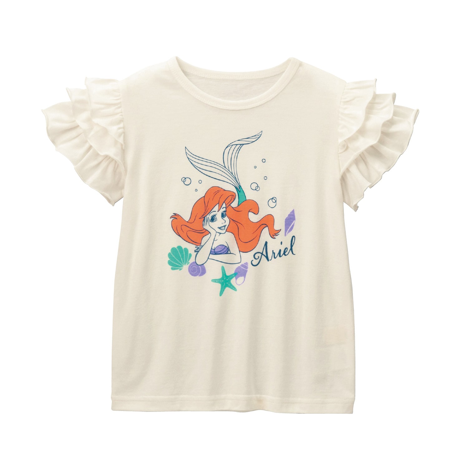 肩3段フリルTシャツ(選べるキャラクター)（ディズニー 子供服/ベビー服