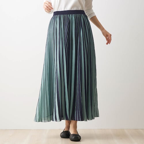 【5月2日 セール追加】 配色ニットプリーツ風スカート