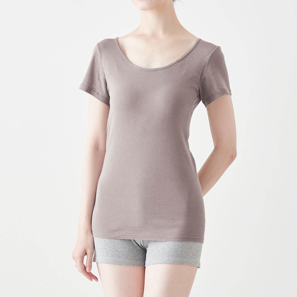 汗取りインナー・さらりとやわらか綿くつろぎカップ付きフレンチ袖【消臭】 汗取りインナー・さらりとやわらか綿くつろぎカップ付きフレンチ袖【消臭】