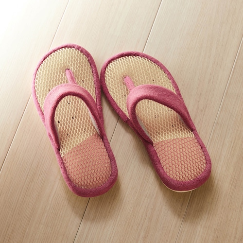 通気性のあるパイル生地が気持ちいい洗えるメッシュトングスリッパ 【夏スリッパ】