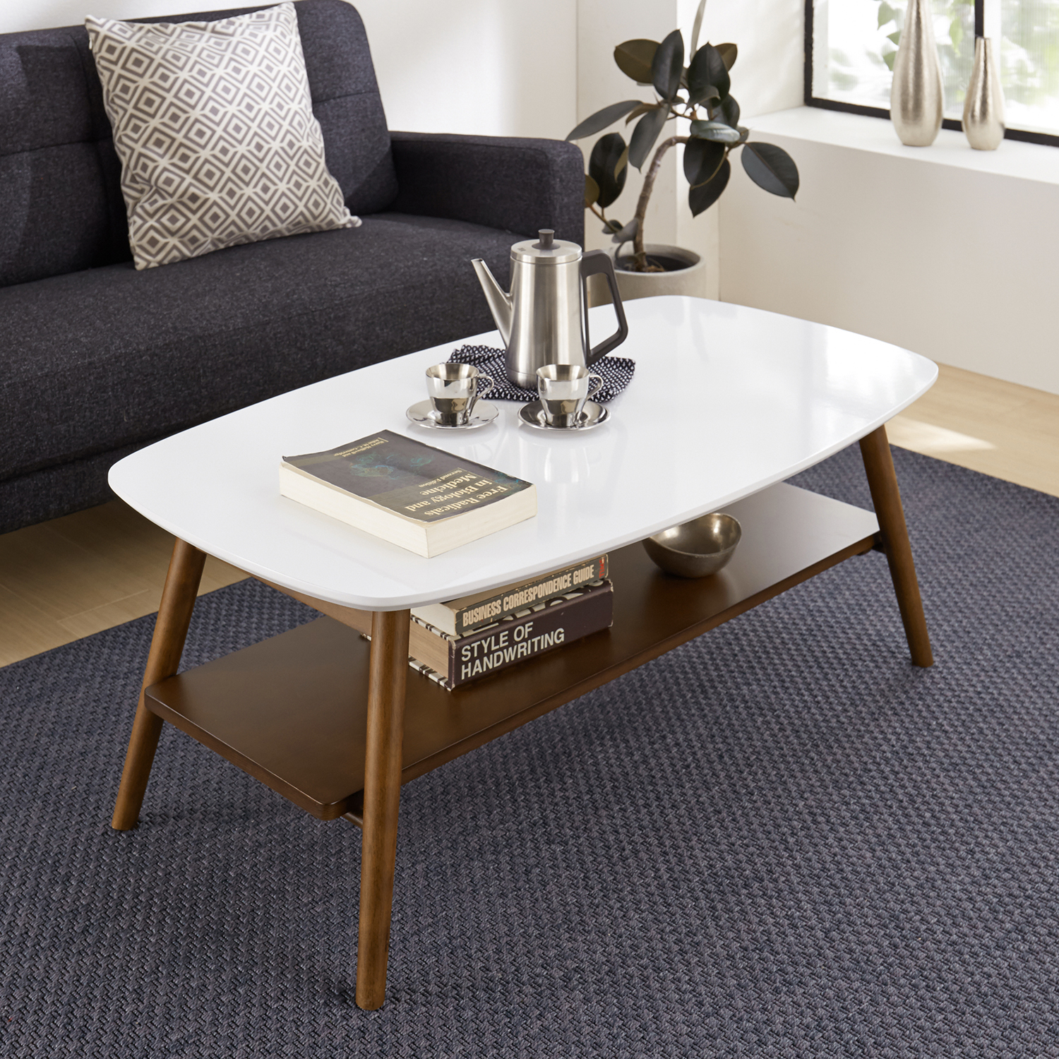 【ベルメゾン】棚付き折りたたみリビングローテーブル