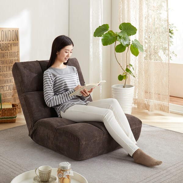 【ベルメゾン】コーデュロイ生地のポケットコイル入りゆったりリクライニング座椅子