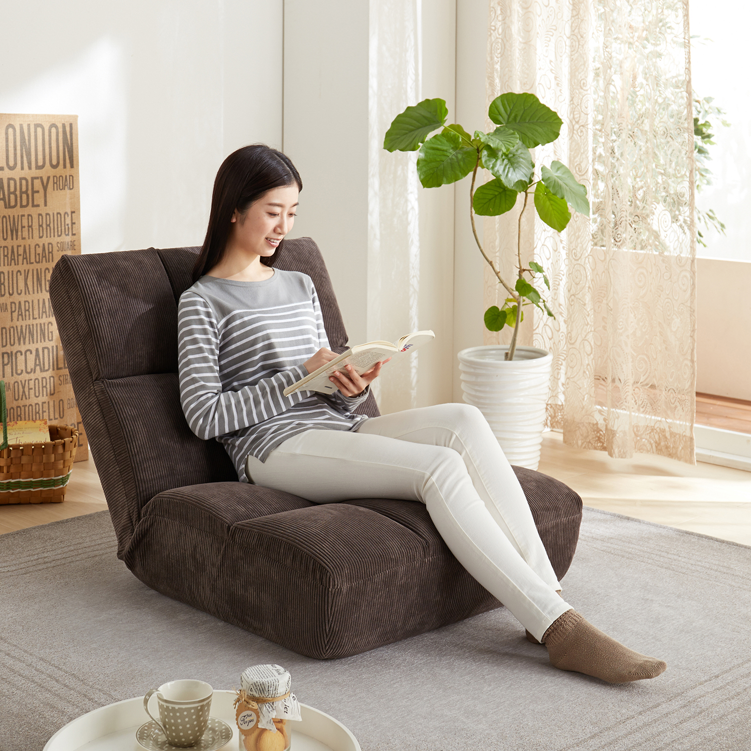 【ベルメゾン】コーデュロイ生地のポケットコイル入りゆったりリクライニング座椅子 【ベルメゾン】コーデュロイ生地のポケットコイル入りゆったりリクライニング座椅子