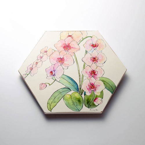 植物柄の六角形ウォールアート
