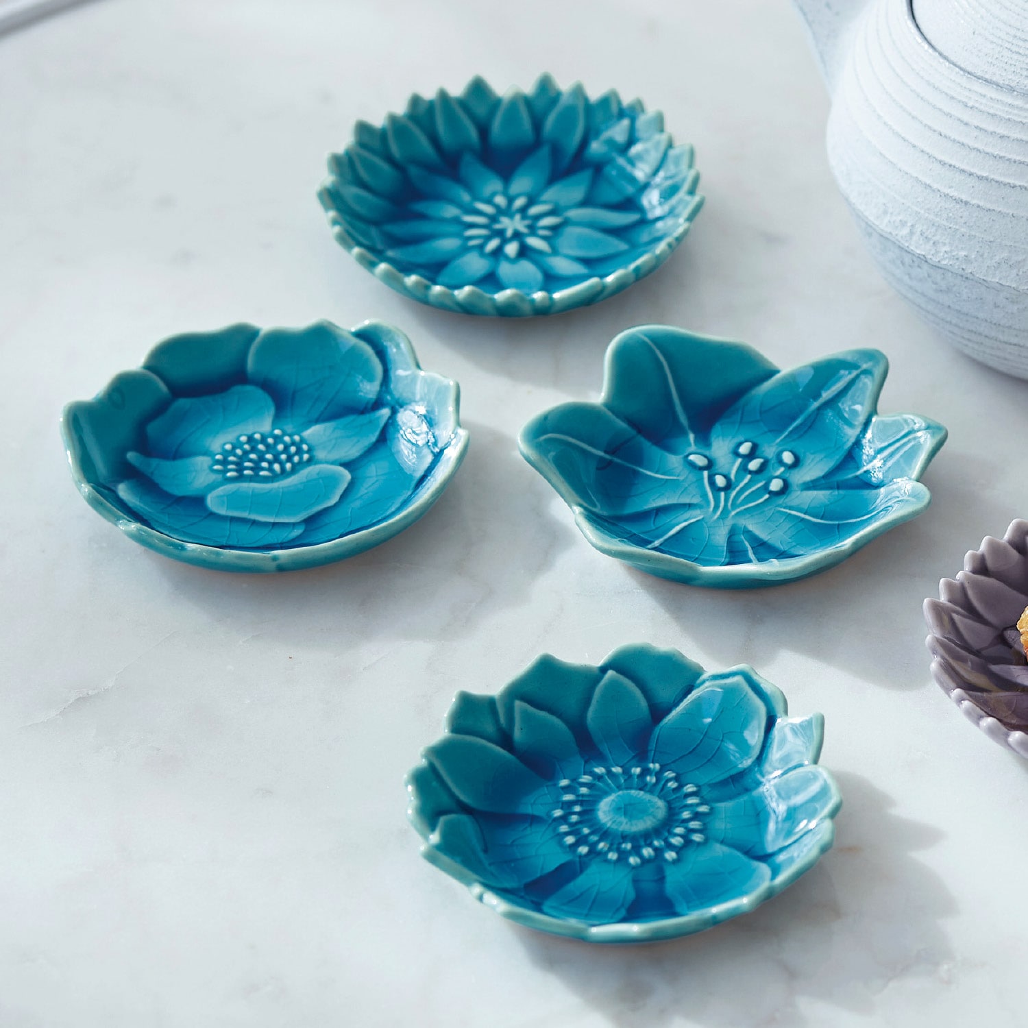 ＜ベルメゾン＞花形の小皿4種セット 瀬戸焼[日本製]画像