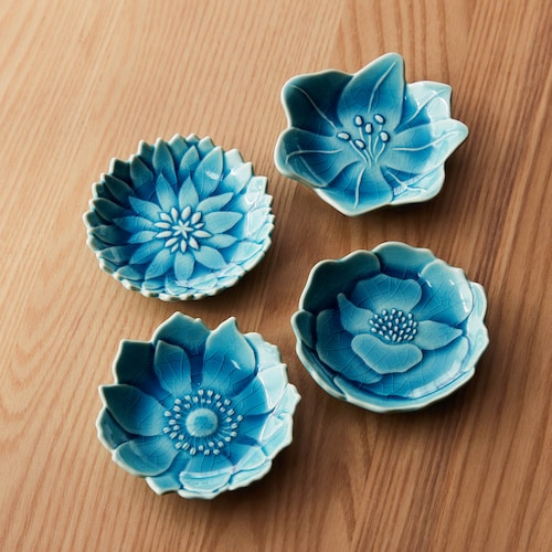 花形の小皿4種セット 瀬戸焼［日本製］