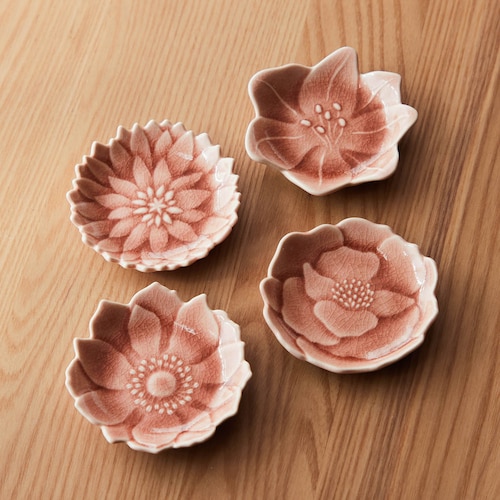 花形の小皿4種セット 瀬戸焼［日本製］