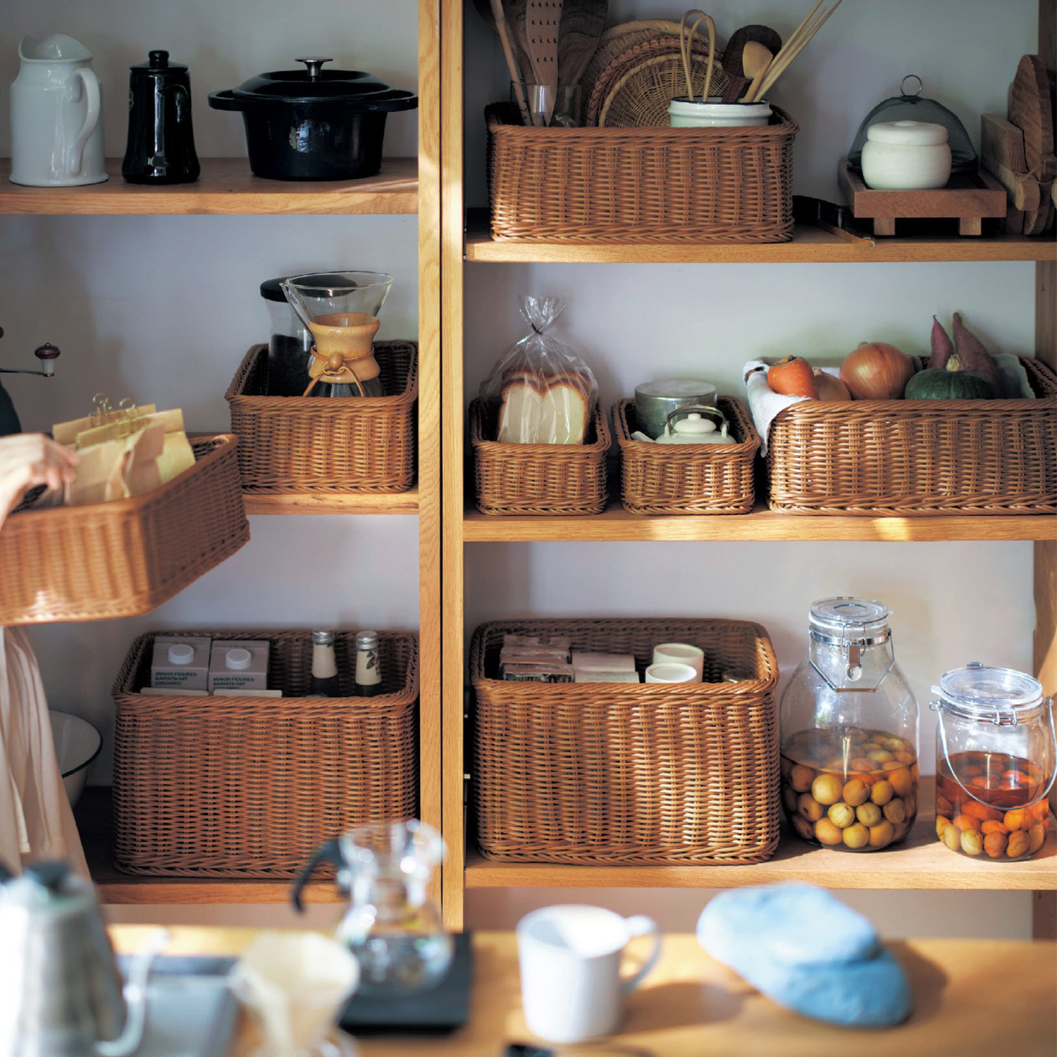 【BELLE MAISON DAYS】洗えるラタン調収納バスケット【ブラウン】 【選べる4サイズ/フタ有無】