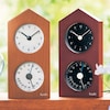 【ベルメゾン】卓上サイズの木製の時計&温湿度計[日本製]