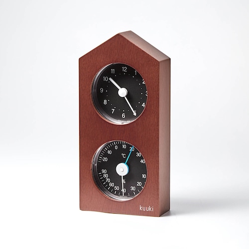 卓上サイズの木製の時計＆温湿度計［日本製］