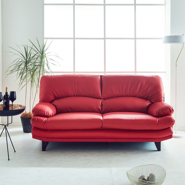 【ベルメゾン】合皮のポケットコイル入りハイバックソファー