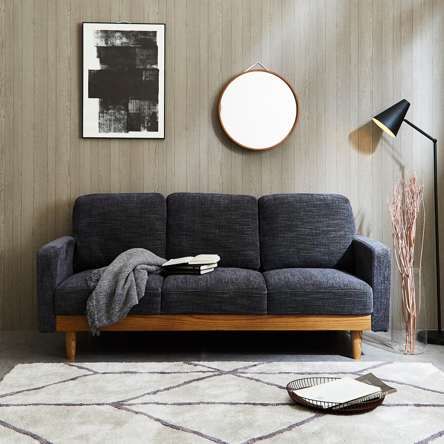 【ベルメゾン】木飾りデザインのファブリックソファー 【ベルメゾン】木飾りデザインのファブリックソファー