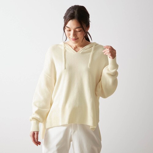 【3月31日(金)販売終了】 変わり編みモスステッチニットパーカ