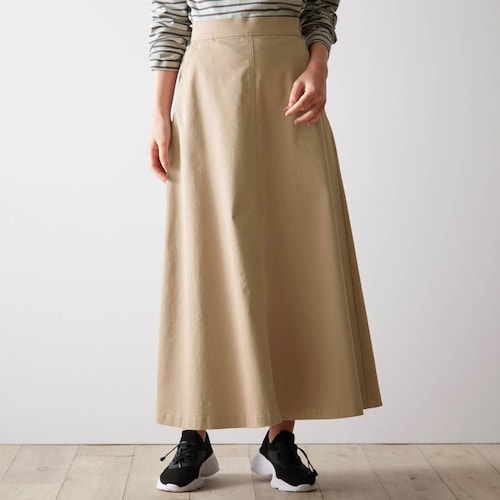 【新色追加】【モニター人気】 洗いざらしがサマになるコットン混Aラインスカート