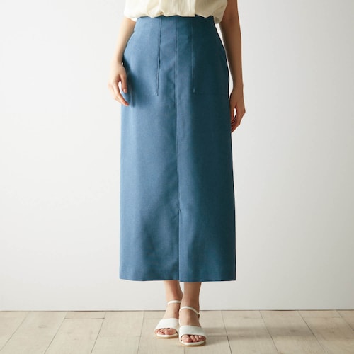 【5月23日までタイムセール】 汗ジミが目立ちにくい麻調素材のIラインスカート
