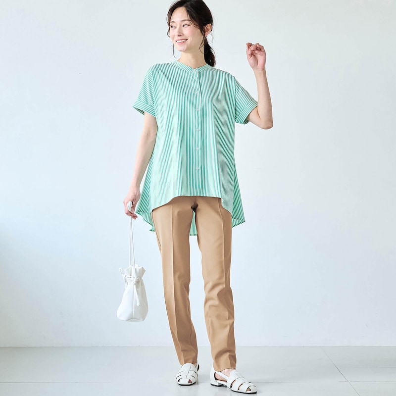 モデル身長166cm／M・股下68cm　※写真は撮影用のため、股下+7cmになります。