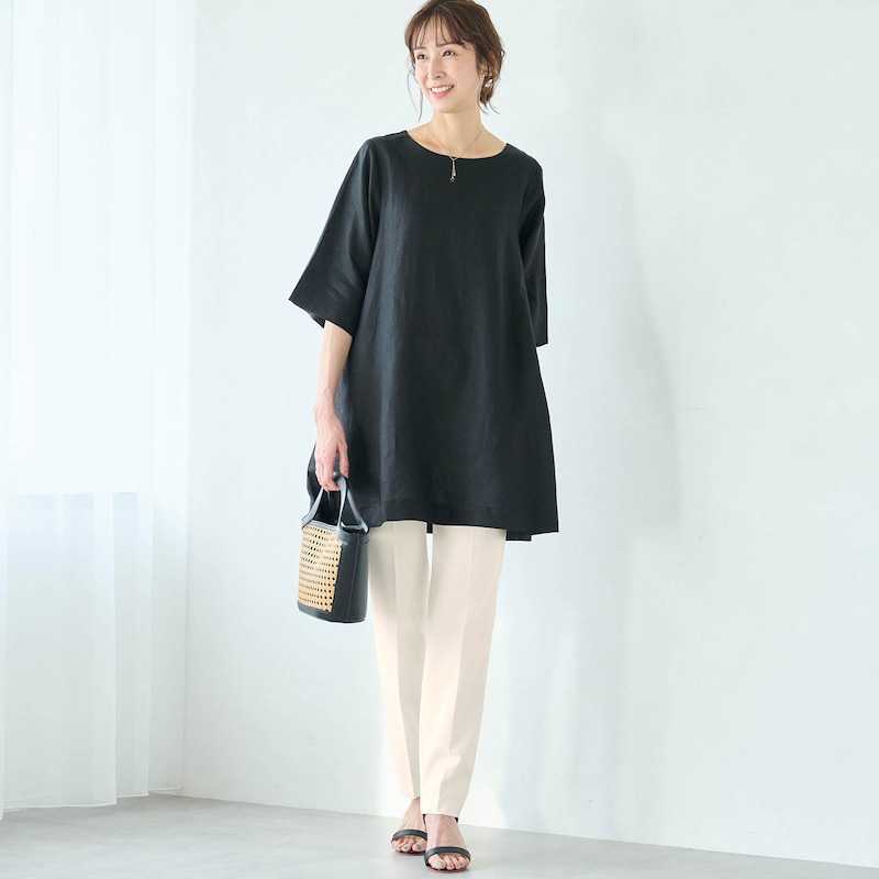 モデル身長170cm／M・股下68cm　※写真は撮影用のため、股下+7cmになります。