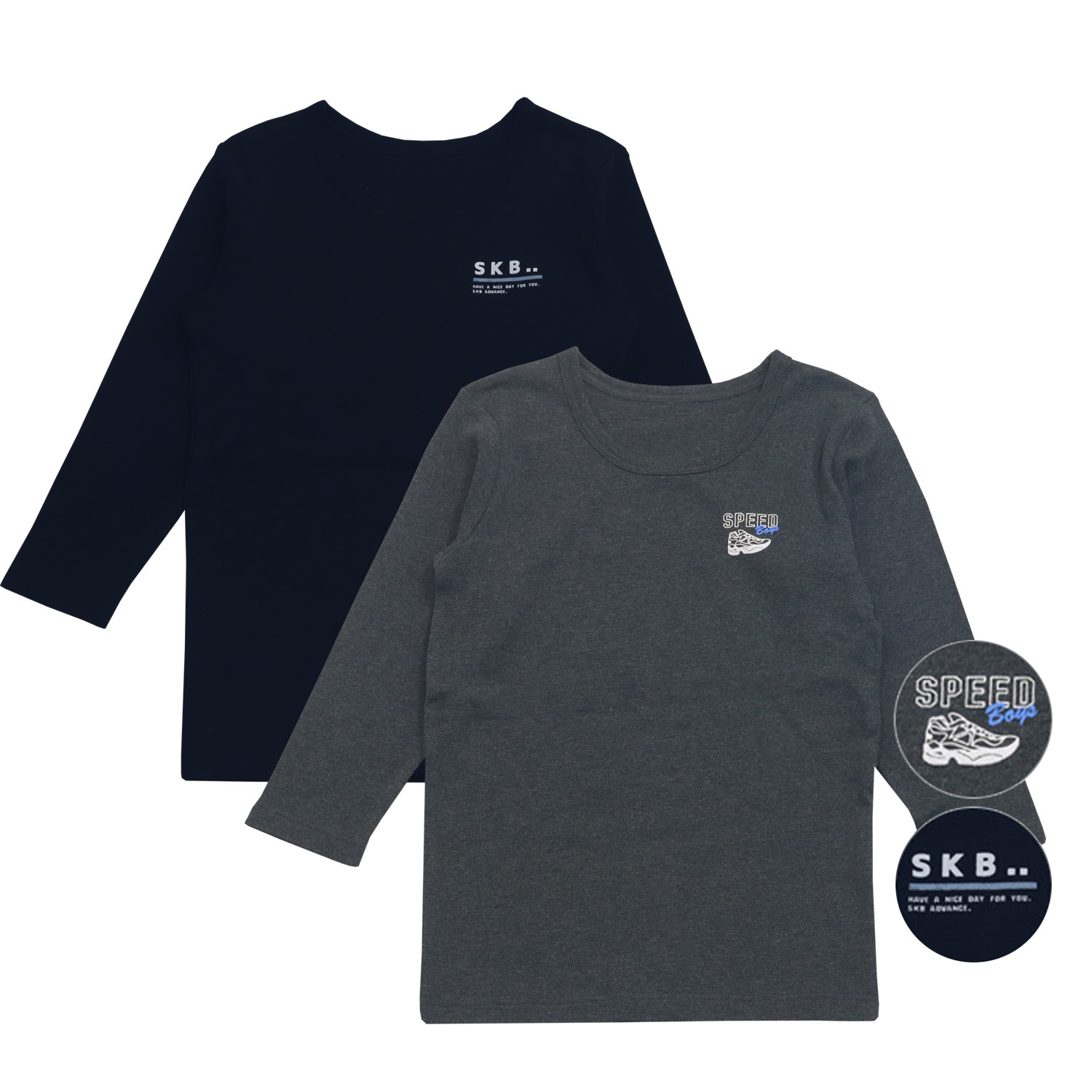 【SOKY】【2枚組】スムース長袖シャツ(秋冬・通園通学)【子供】 【SOKY】【2枚組】スムース長袖シャツ(秋冬・通園通学)【子供】